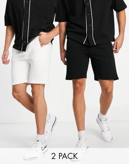 Pull&Bear 2 pack shorts in black & white