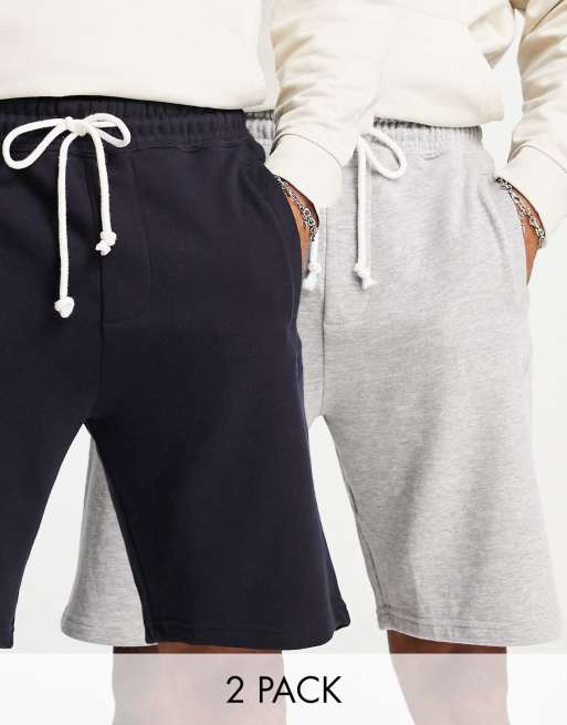 Pull&Bear 2-pack shorts in gray & navy