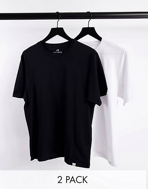 Pull&Bear 2 pack t-shirt in black & white