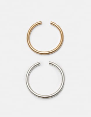 Pull & Bear - 2er-Pack Armreife in Goldoptik-Goldfarben