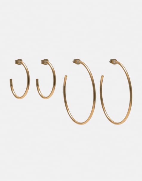 Pull&Bear – 2er-Pack Basic-Creolen in Goldoptik - view 1