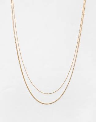 Pull & Bear - 2er-Pack Basic-Halsketten in Goldoptik-Goldfarben