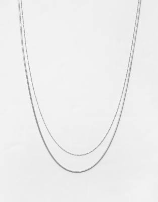 Pull & Bear - 2er-Pack Basic-Halsketten in Silberoptik