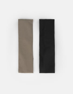 Pull & Bear - 2er-Pack elastische Stirnbänder in Braun-Brown