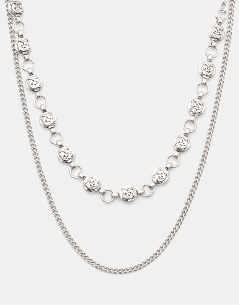 Pull&Bear – 2er-Pack Halsketten in Silber - view 1