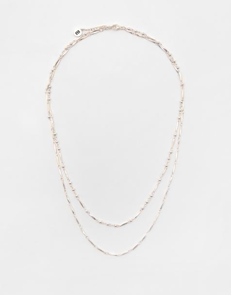 Pull&Bear – 2er-Pack Halsketten in Silber - view 1