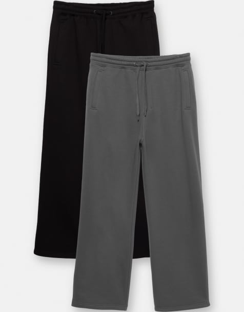 Pull&Bear – 2er-Pack Jogginghosen in Grau - view 1