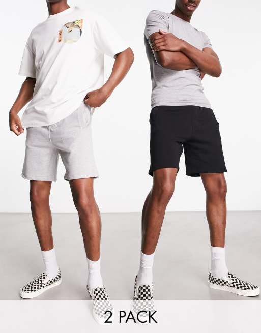 Pull&Bear – 2er-Pack Shorts in Schwarz und Grau