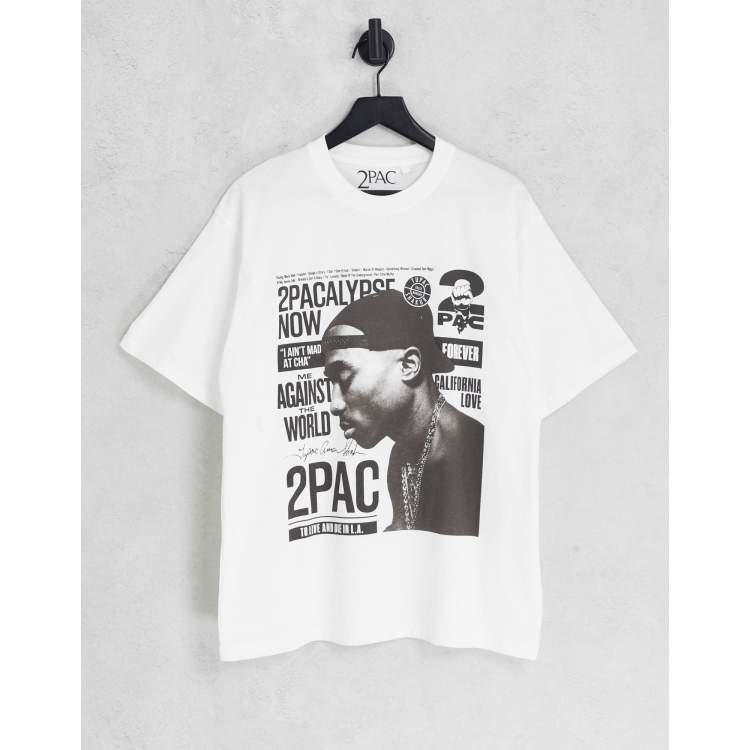 Pull&Bear 2pac me against the world T-shirt in white | ASOS