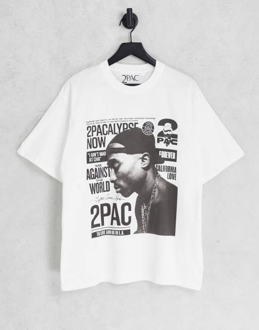 praktijk ijzer pensioen Pull&Bear 2pac me against the world T-shirt in white | ASOS