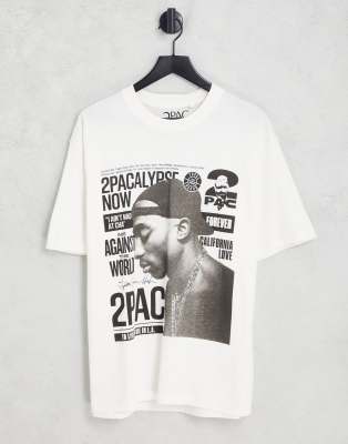 Pull&Bear 2pac me against the world T-shirt in white | ASOS