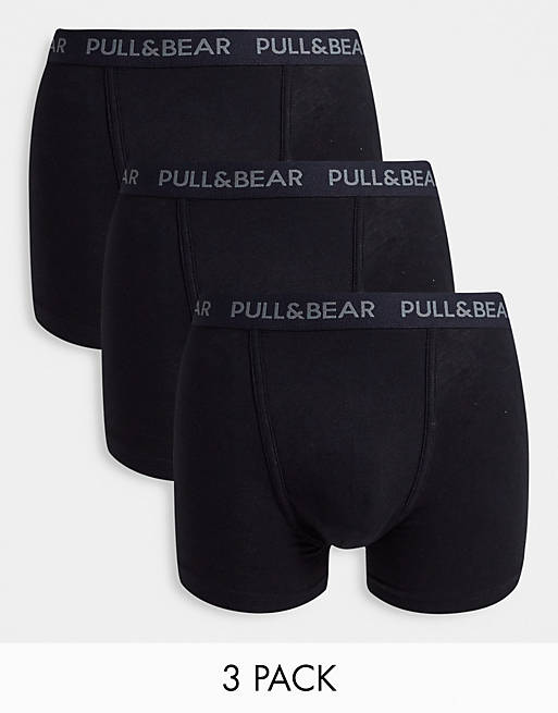 Pull&Bear 3 pack boxer briefs set in black