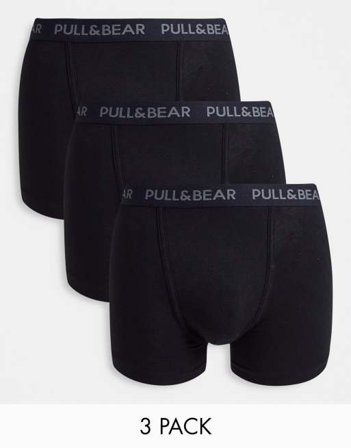 Pull&Bear 3 pack boxer trunks set in black