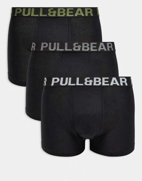 Pull&Bear 3 pack boxers in black, grey and khaki - view 1