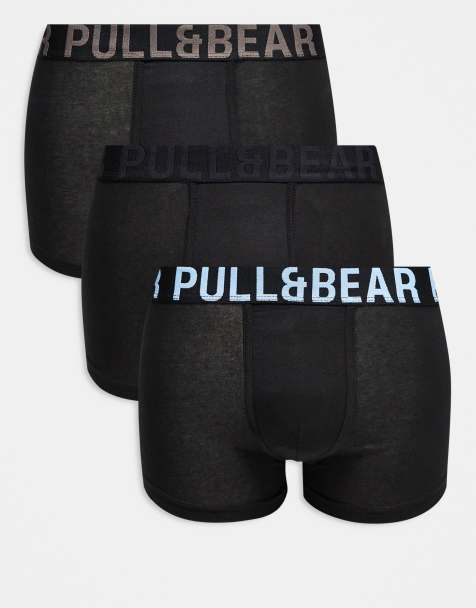 Pull&Bear 3 pack boxers in black, light blue and grey - view 1