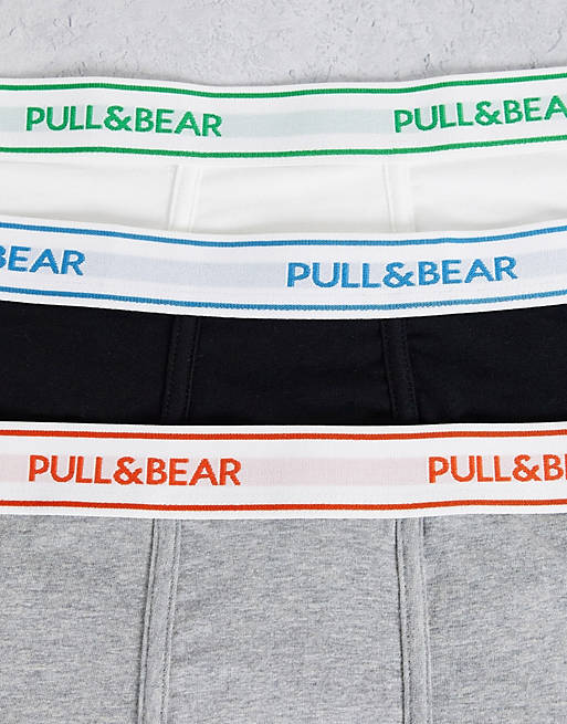 Men Pull&Bear 3 pack boxers in black white and blue 