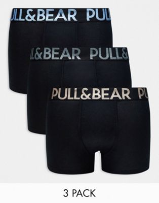 Pull&Bear 3 pack boxers in blue, pink and grey