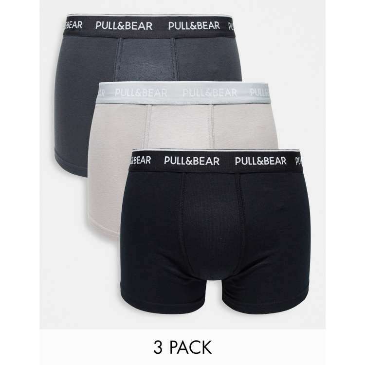 Pull&Bear 3-pack boxers in gray and black