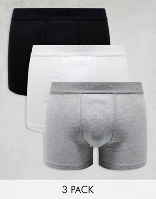 Pull&Bear 3 pack boxers in white, grey and black