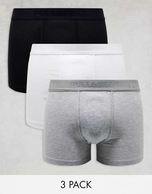 Pull&Bear 3 pack boxers in white, grey and black | ASOS