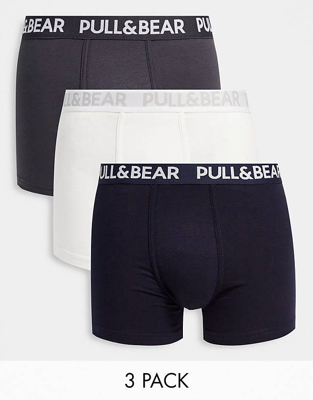 Pull&Bear - 3 pack boxers in white, grey and navy
