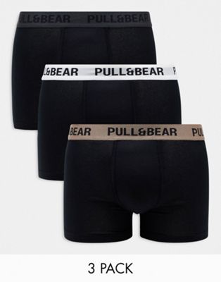 Pull&Bear 3 pack boxers in white , nude and khaki