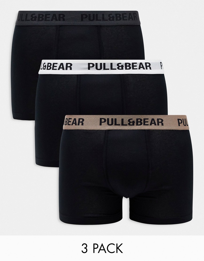 Pull & Bear 3 Pack Boxers In White , Nude And Khaki-multi