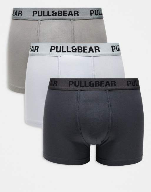 Pull&Bear 3 pack boxers multi in black, gray and white