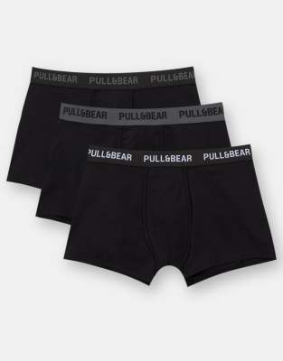 3 pack boxers with contrast waistband in black