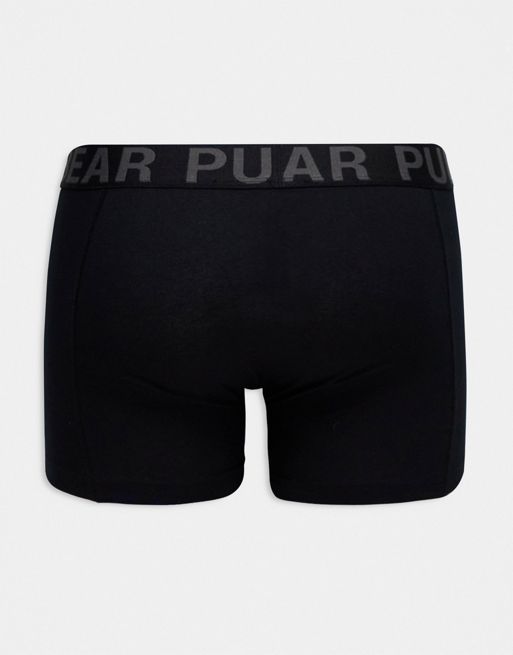 Pull&Bear 3 pack boxers with grey contrast waistband in black