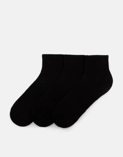 Pull&Bear 3 pack of ankle socks in black - view 1