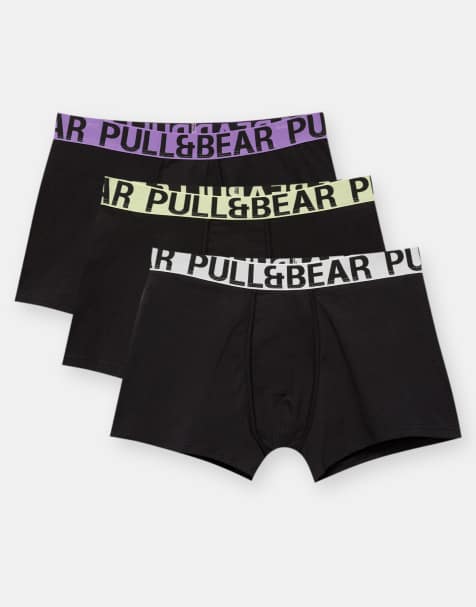 Pull&Bear 3 pack of boxers with large logo in multi - view 1