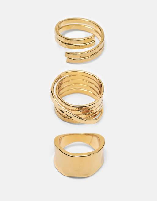 Pull&Bear 3-pack of rings in gold, 4 of 5