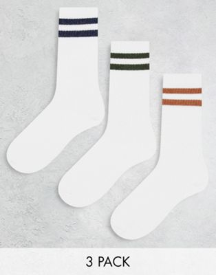 Pull&Bear 3 pack sports stripe socks in multi