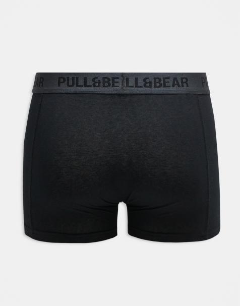 Pull&Bear – 3er-Pack Boxershorts in Schwarz mit Bund in kontrastierendem Grau - view 1