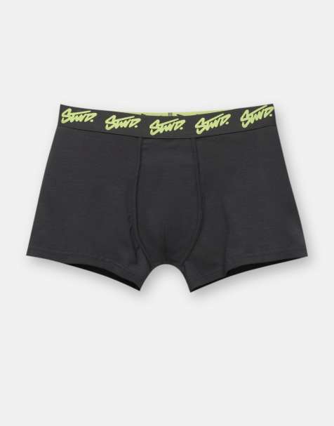 Pull&Bear – 3er-Pack Boxershorts in Schwarz mit „STWD“-Logo in Neonfarben - view 1