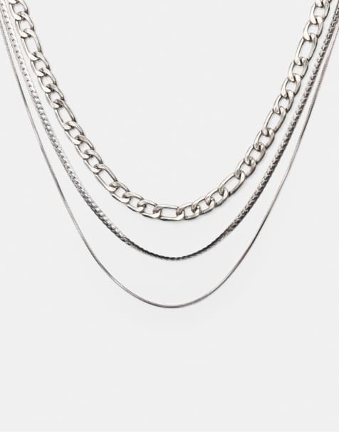 Pull&Bear – 3er-Pack Halsketten in Silber - view 1