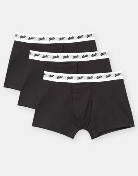 Pull&Bear – 3er-Pack schwarze Boxershorts mit „STWD“-Logobund in verschiedenen Ausführungen - view 1