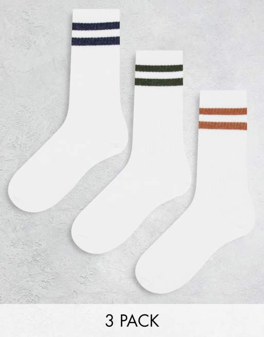 Pull&Bear – 3er-Pack Sportsocken mit Streifen in verschiedenen Farben