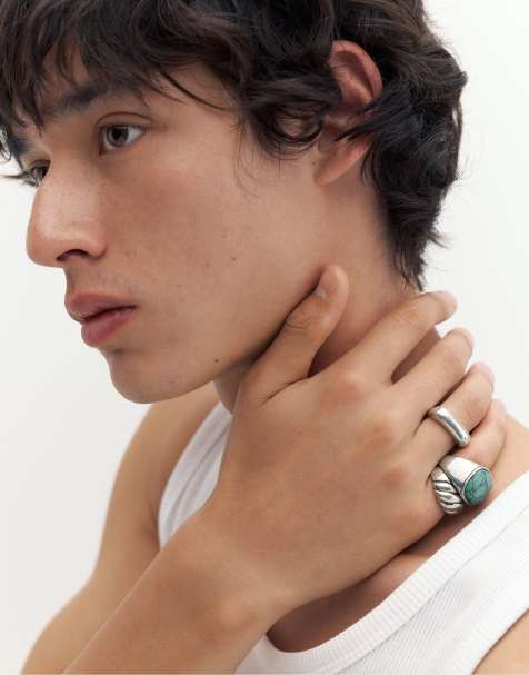 Pull&Bear 3er-Pack Steinringe in sonstigen Farben - view 1