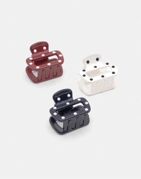 Pull&Bear – 6er-Pack Clips in Schwarz auf Kunstpelz - view 1