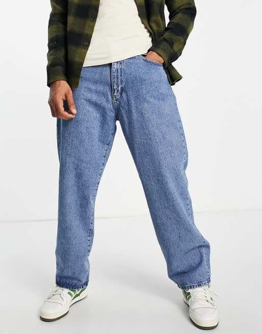 Pull&Bear baggy fit jeans in mid blue