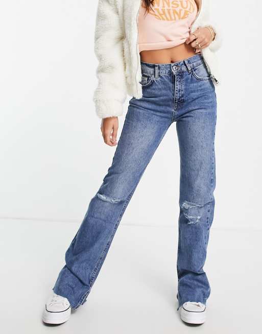 PULL&BEAR HIGH WAIST - Flared Jeans - dark blue denim/dark-blue