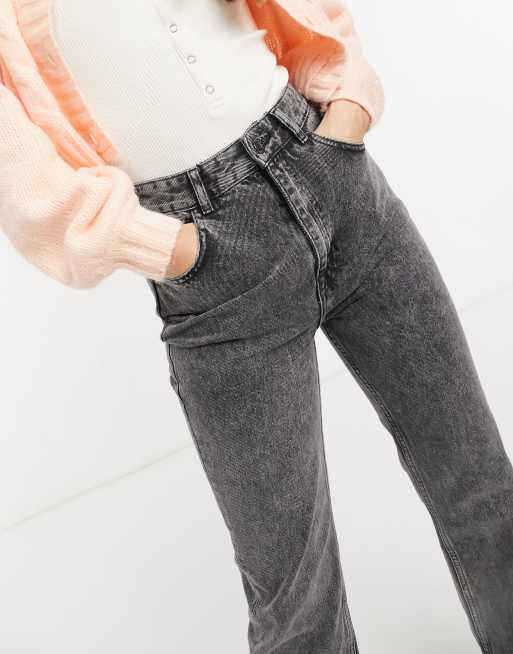Pull&Bear - 90's jeans met rechte pijpen met splitjes in donkergrijs