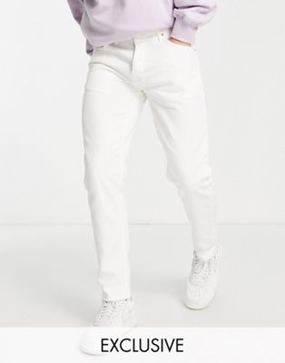 Pull&Bear 90s slim fit jeans in washed white exclusive at ASOS
