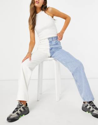 blue and white jeans