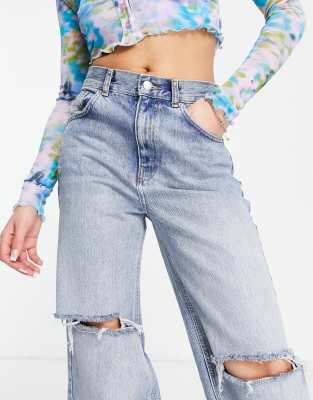 blue straight leg jeans