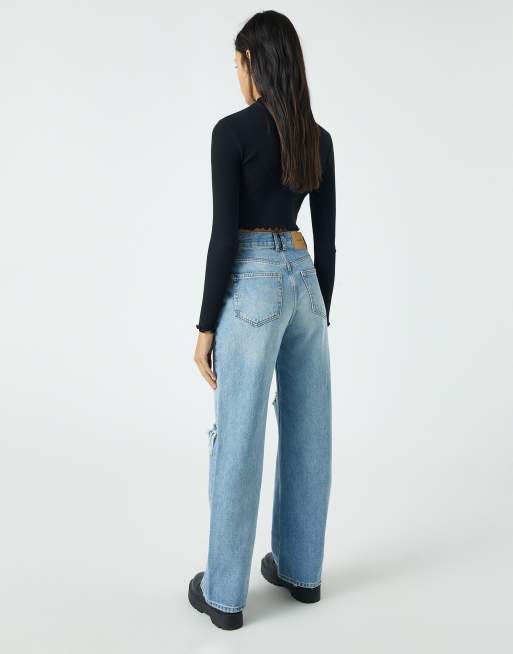 Pull&Bear 90's straight leg jeans in blue | ASOS