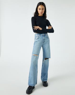 blue straight fit jeans