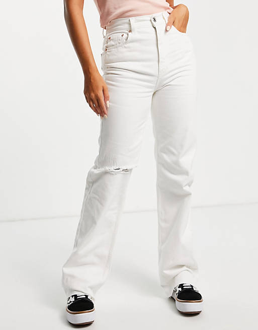 Pull&Bear 90's straight leg jeans in white
